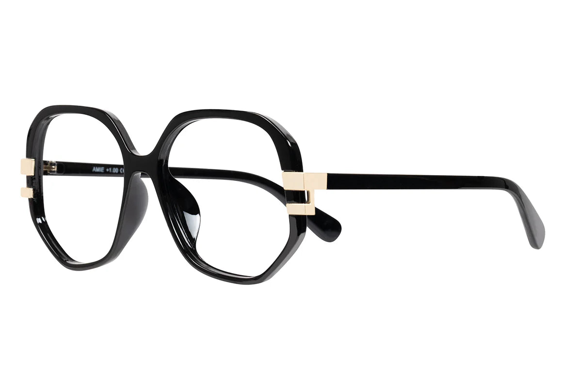 AMIE   SOLID BLACK READING GLASSES